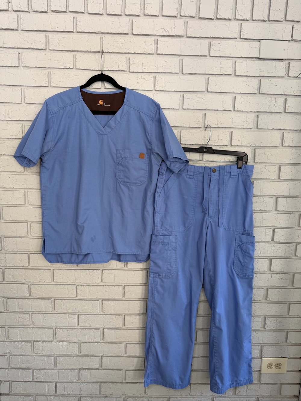 Carhartt Blue Unisex Scrub Set Size S Ripstop V-Neck Top & Pants C54108